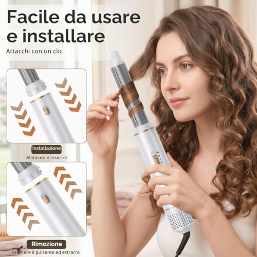 Unipampa 5 in 1 Hair Dryer, Multifunctional Hair Styler, Hair Styler Set 1000 W, Airbrush Air Styler, Hot Air Brush, Hair Dryer for Drying, Volume, Curls