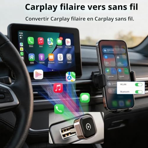 Adaptateur Carplay sans Fil pour iphone, Mini Adaptateur Car Play