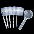 20 Pieces Long Handle Plastic Measuring Spoons Measuring Scoops Milk Powder Scoops Lab Measuring Spoon for Cosmetics Powders Seasoning Kitchen, Individual Packing, 25g (50ml), Translucent