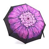 Automatic Travel Umbrella,Oak Leaf Auto Open/close Foldable Rain Umbrella, Purple -Windproof, Compact for Easy Carrying Totes