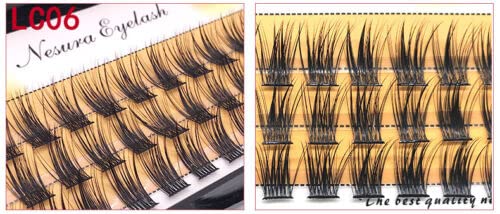 36 Cluster Lashes Natural Soft Ribbon Eyelashes Extension Fluffy Wispy False Lashes DIY Lightweight Reusable Mix Style Length (LC06 12MM)