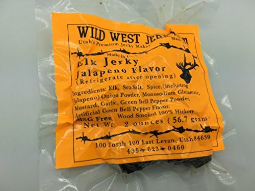 Wild West Jerky #1 Best Premium 100% Natural Grass Fed Hand Stripped 2 OZ. Thick Cut Delicious Tasty Bold Flavor Elk Jerky from Utah USA - Wood Smoked with Hickory Wood