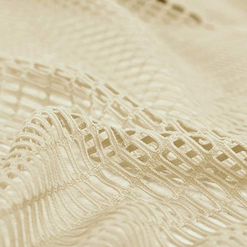 TWOPAGES Light Khaki Room Divider Privacy Cubicle Curtain Dustproof Curtain Mesh Top Pinch Pleat Curtain (1 Panel, 9'Wide x 8'Long) - Thumbnail 5