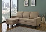 Home Life Canvas Linen Cloth Modern Contemporary Upholstered Quality Sectional Left or Right Adjustable Sectional Sofa, Large, Beige/Light Brown (Kitchen)