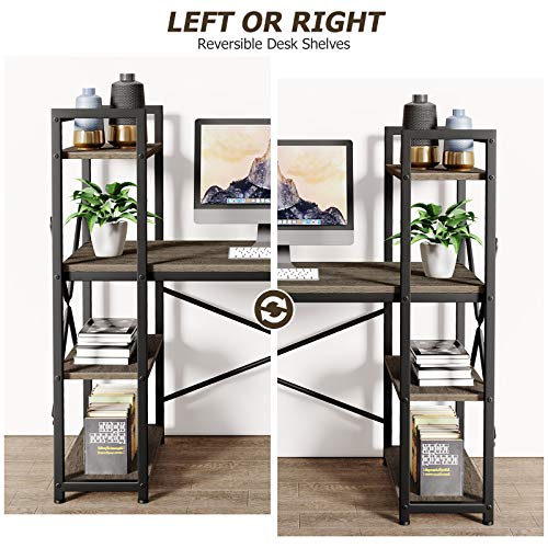 55 Inches Computer Desk with Storage Shelves, Homemaxs Home Office