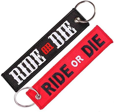 1 Pc Red and Black Ride Or Die Keychain Keyring Key Chain Jewelry Embroidered Embroidery Needlework Sewing Tag Aviation Gift Llavero for Car Fashion Holder