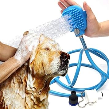 Alwick 3 in 1 Multi-Functional Handheld Pet Bathing Tool (Blue, Standard Size)
