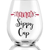 AGMDESIGN Nana's Sippy Cup Wine Glass, Grammy Birthday Gift, Best Nana Ever, Grandma Gifts from Grandkids, Great Grandma Gifts, Funny Birthday Gifts for Mom from Daughter, Son
