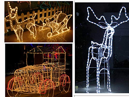 PUHONG 110V 2-Wire Waterproof LED Rope Light Kit for Background,Outdoor,Christmas Lighting,Trees,Bridges and Decorations Eaves with UL Certified (100FT/30M) (White) - Thumbnail 3