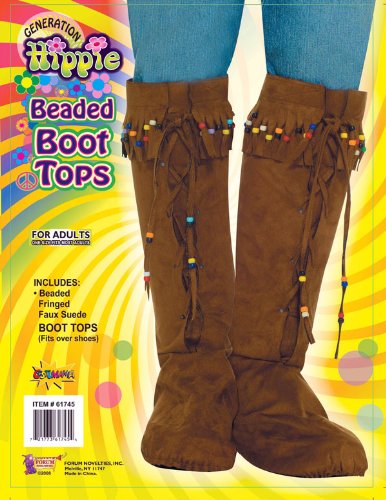 Forum Novelties Inc Men's Fringed Beaded Boot Tops Brown One Size