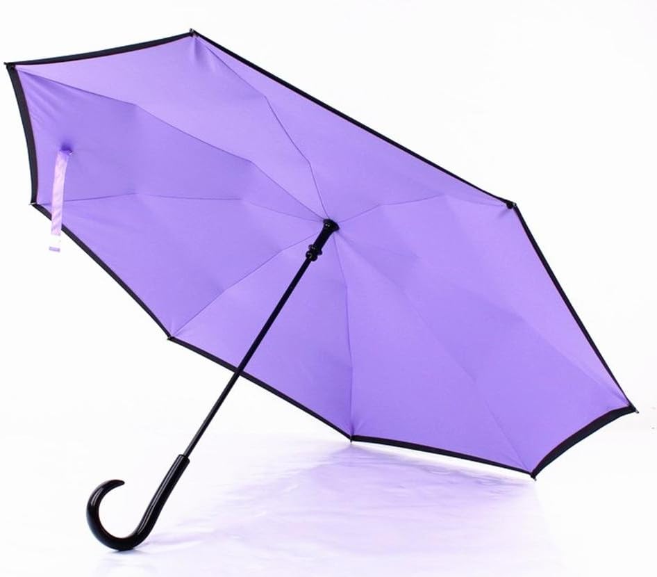 J-Type Umbrella Handle Creative Double Reverse Umbrella 8 Bone Umbrellas Men'S And Women'S Fashion Business Umbrella , purple