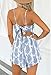 Lanzom Women Sexy Strap Backless Summer Beach Party Romper Jumpsuit (Medium, Blue)