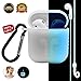 Airpods Case AirPod Accessories Case for Apple Airpods, [Night-glow Blue] Full Body Soft Skin Silicone Shockproof Protector Air Pods Case Cover with Night-glow Earphone Anti-lost Strap and Carabiner