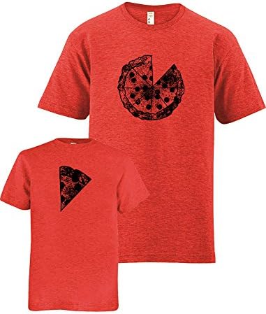Pizza Shirts Dad and Son Matching Fathers Day Gift Set S&2T Heather Red