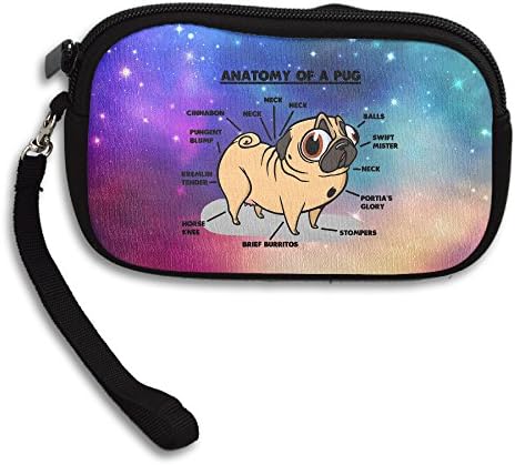 Fuuny Pug Anatomy Coin Purse Wallet Wristlet Pouch Coin Wallet Zipper Change Holder