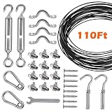 Globe String Light Suspension Kit,Outdoor Hanging Light Kit, Stainless Steel Globe lights Kit, with 110Ft Wire Rope Cable,for Hanging String Light, Paper flower, Lantern, as Clothesline