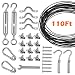 Globe String Light Suspension Kit,Outdoor Hanging Light Kit, Stainless Steel Globe lights Kit, with 110Ft Wire Rope Cable,for Hanging String Light, Paper flower, Lantern, as Clothesline primary