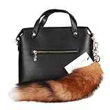 URSFUR Canadian Red Fox Tail Fur Key Chain Tassel Bag Charm Pendant Keychain