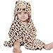 Baby Hooded Bathrobe Animal Bathrobe Fleece Blanket (Brown Giraffe)
