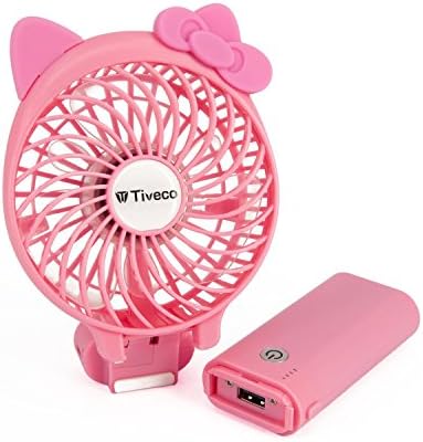 Tiveco Portable Handheld USB Rechargeable Fan With 3000mAh Power Bank - V3 Pink