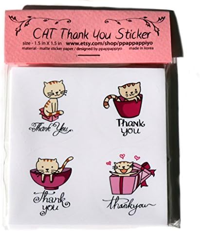 Cat Thank you sticker 1.5 inch Round 72pcs - Great For Stationaries, Gift Bags, Party Favors, Bridal Showers, Envelope Label Decorative Sticker And More!