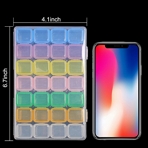 2 Packs 28 Slots Diamond Embroidery Box Diamond Painting Accessories Cross Stitch Tools Storage Case for DIY Craft by INFELING, 6.1x4.7 in - Thumbnail 2