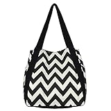 Fashion Prints Medium Roomy Canvas Tote Bag w/Button Closure EM3019