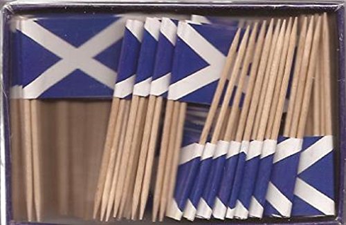 25 Box Wholesale Lot of Scotland Cross Toothpick Flags, 2500 Small Mini Scottish Cross Flag Cupcake Toothpicks or Cocktail Picks