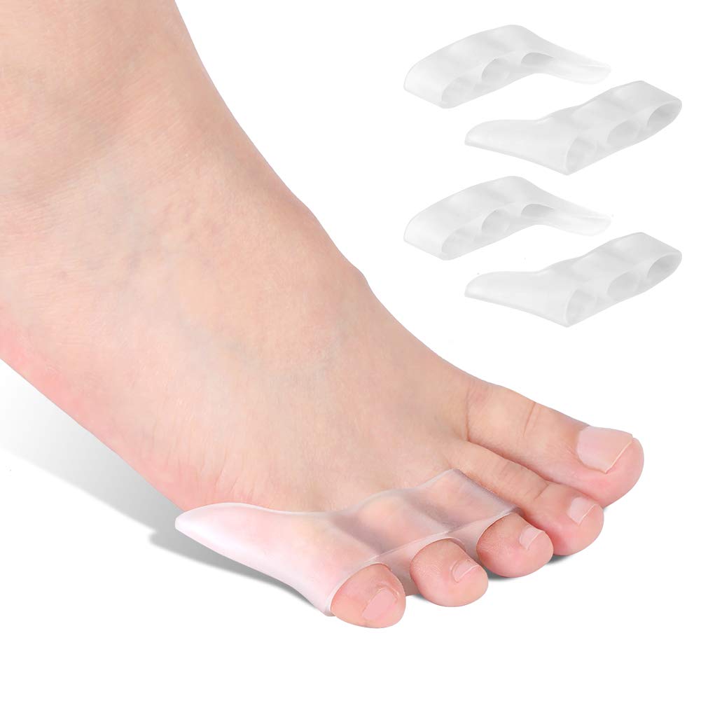 Haofy Pinky Toe Separators, 2 Pairs Gel Toe Separators Little Toe Bunion Protectors for Overlapping Toes Curled Pinky Toe, Bunionette Corrector for Relieving Pain from Friction, Blister