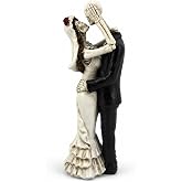 iStatue Skeleton Bride and Groom Figurine Cake Topper, Resin Gothic Wedding Couple Statue for Halloween Day of the Dead Decor | Spooky Romantic Wedding Tabletop Decoration, (Small, Dancing)