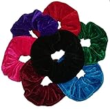 Aadya SET of 7 Large (11cm) Velvet Hair Scrunchies Elastic Scrunchy Hair Bobbles (set of 7)