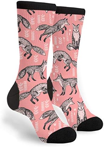 Women's Men's Woodland Fox Fabric Funny Novelty Dress Socks - Casual Crew Socks