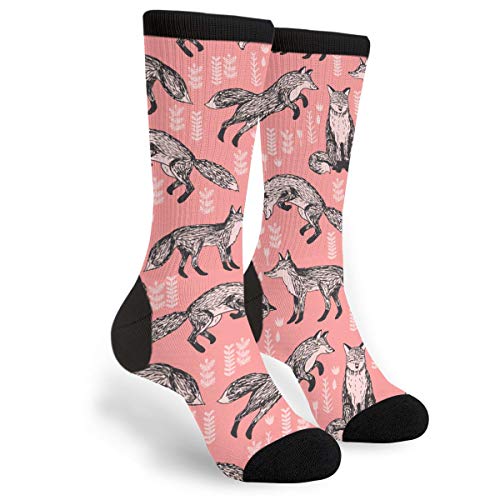 Women's Men's Woodland Fox Fabric Funny Novelty Dress Socks - Casual Crew Socks
