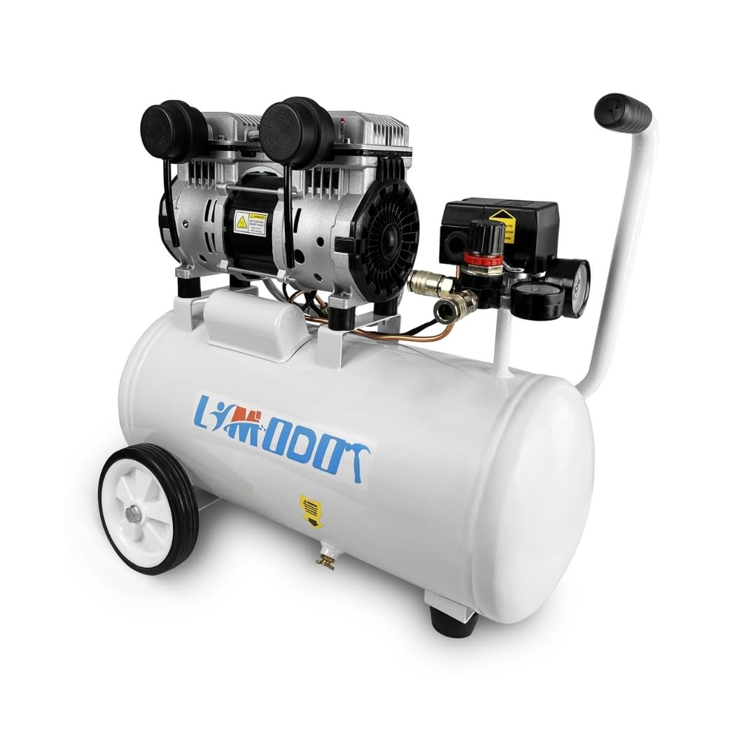 Portable 8 Gal Aluminum Tank Air Compressor, Rustproof, Lightweight at Only 37.5 Pounds, Efficiency Dual Air Intakes, Quiet Air Compressor, 68dB, Ideal for DIY, Home & Garage Applications