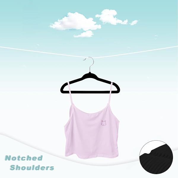 BAGAIL 50 PACK KIDS VELVET HANGERS 11 INCHES CHILDREN’S CLOTHES HANGERS NON-SLIP BABY HANGERS FOR INFANT/TODDLER (BLACK)