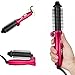 Hair Curling Brush Travel Hair Curling Irons Folding Portable Dual Voltage 100-240V for USA Heated Ceramic Iron Straightener MCH Heating Technology Anionic Hair Care Rose Red SU001