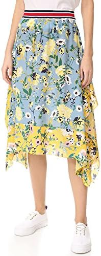 Hilfiger Collection Women's Patchwork Floral Midi Skirt, Golden Rod/Multi, 10