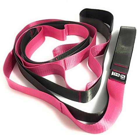 Yoga Stretching Exercise Fitness Flex Strap 12 Loop Nylon - Physical &amp; Physiotherapists Recommended (Pink)