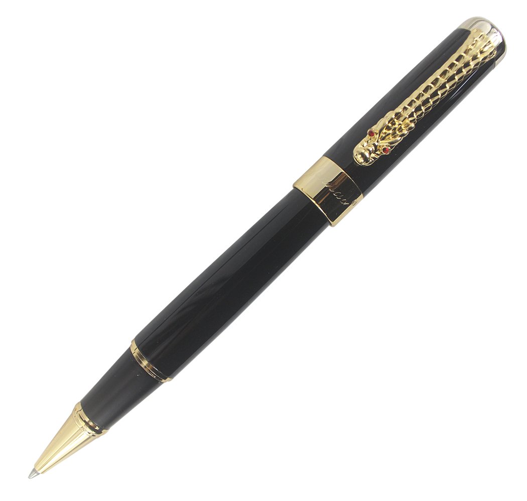 Abcsea Advanced Dragon Clip Red Crystal Eyes Rollerball Pen - Black