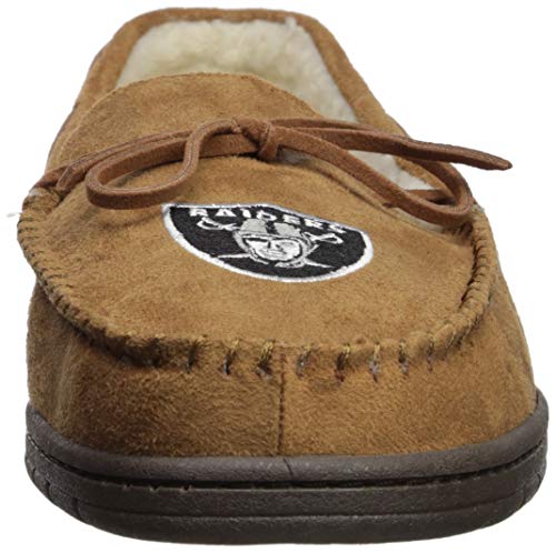 FOCO Las Vegas Raiders NFL Mens Team Logo Moccasin Slippers - L