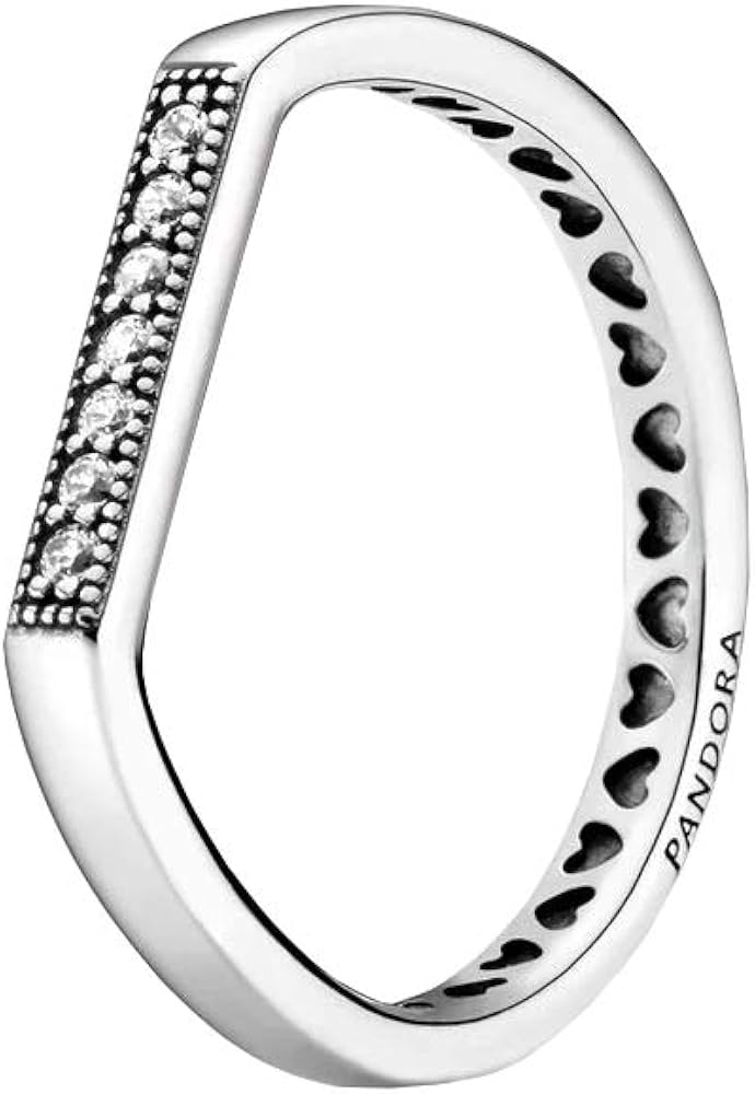 Pandora Sparkling Sterling Silver Stacking Ring - Size 54 : Amazon.co