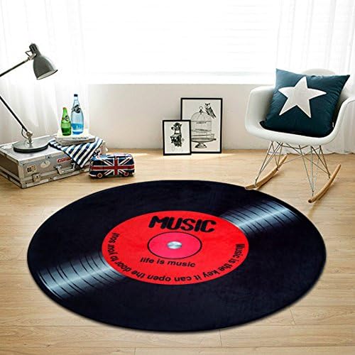 Retro Music Record Round Area Rug Non Slip Carpets Soft and Absorbent Doormat for Front Door,Kitchen, Bedroom, Garden,Desk/Chair Mats (80cm/31, Music)