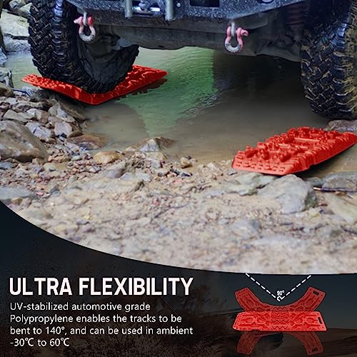 FieryRed Traction Boards Offroad, Recovery Boards with Jack Lift Base