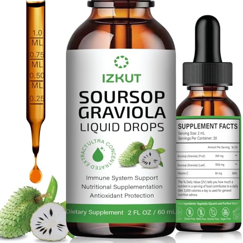 SOURSOP BITTERS LIQUID ORGANIC: SOURSOP LEAF & FRUIT BOTANICAL EXTRACT – SOURSOP LIQUID DROPS FOR CELL SUPPORT & REGENERATION – IMMUNE SUPPORT, RELAXATION, LIVER HEALTH, AND SLEEP AID FOR MEN & WOMEN