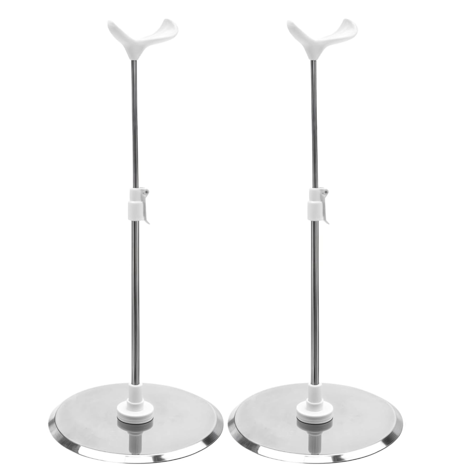 Photo 1 of 2Pcs Doll Base Stand Fit for BJD Dolls 1/3 1/4 Applicable 15.7" - 27.6" Tall, Adjustable Small Display Holder Base Stainless Steel Support Accessories for Ball Jointed Doll, for Action Figures Posing