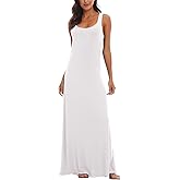 Urban CoCo Women's Scoop Neck Solid Sleeveless Summer Beach Tank Top Casual Maxi Dress