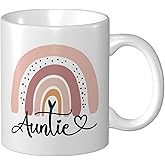 Wisedeal Funny Auntie Coffee Mug - Birthday/Christmas Gift from Niece/Nephew, Rainbow Art Ceramic Cup for Aunt, Cute & Unique Gift, 11 Oz White Tea Cup for Favorite Aunts & Great Auntie