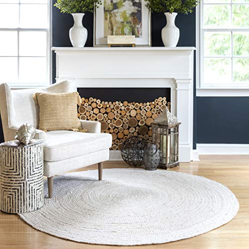nuLOOM Rigo Hand Woven Farmhouse Jute Area Rug, 6' Round, Offwhite