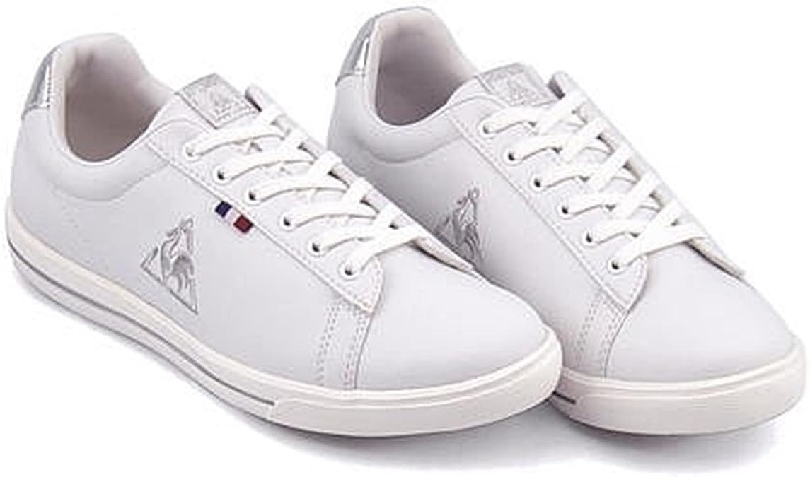 Amazon ルコックスポルティフ レディース ローカット スニーカー テルナ コート 軽量 クッション性 消臭 カジュアル デイリー トラベル Teluna Court Ql3ljc17 ホワイト シルバー 25 0cm スニーカー