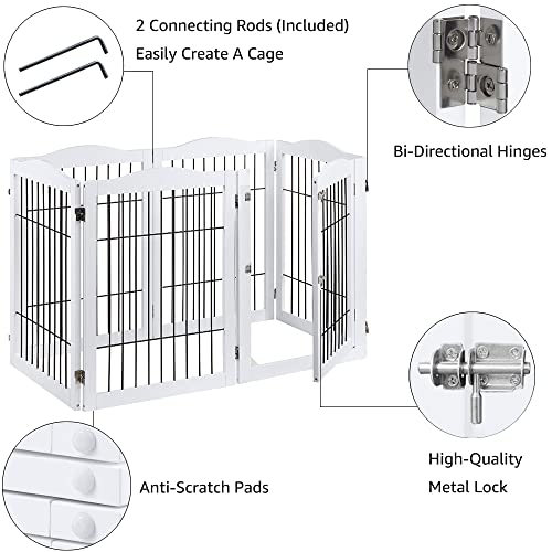 beeNbkks Extra Wide Pet Gate, 6 Panels Freestanding Dog Gate with Walk